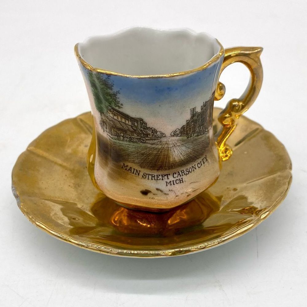 Vintage Carson City Demitasse Teacup & Saucer Souvenir 1950’s